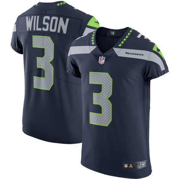 Nike Russell Wilson College Navy Seattle Seahawks Vapor Elite Authentic Jersey - Picture 13 of 13